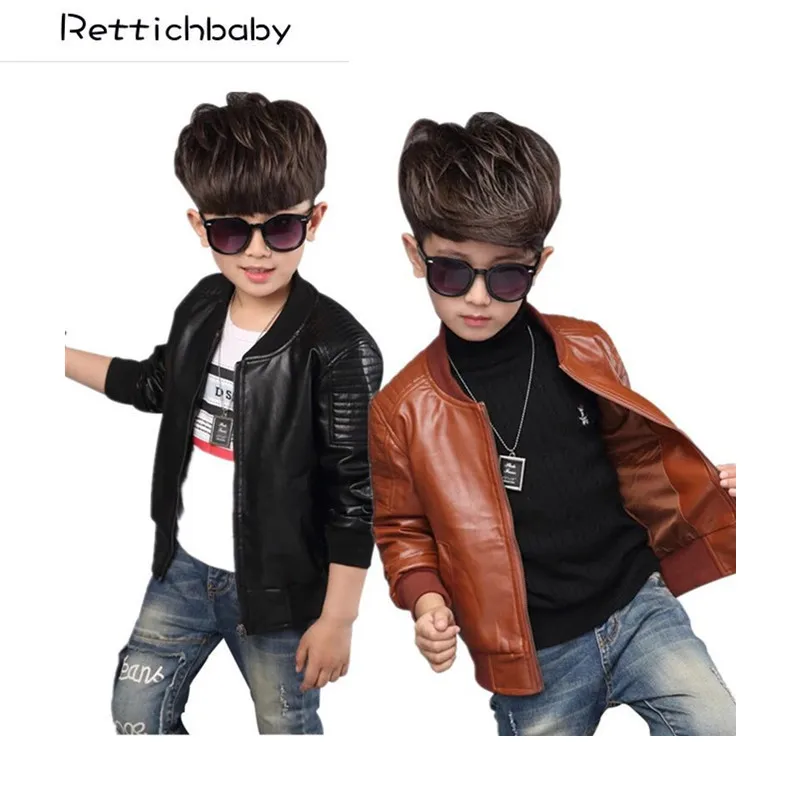 

Wintrer Autumn Spring Baby Boys Coat Leather Clothing Thickening Jackets Solid Outerwear