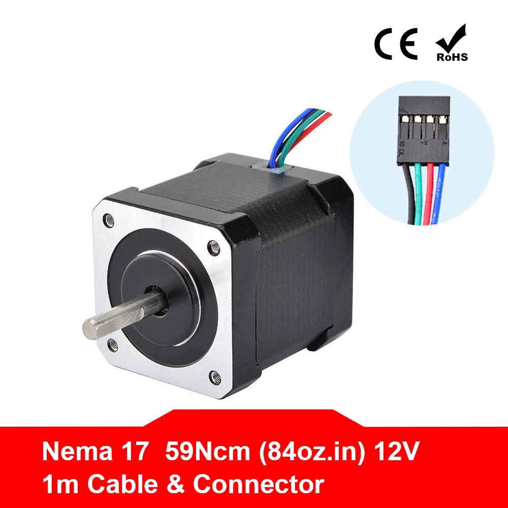 

Nema 17 Stepper Motor 48mm Nema17 Motor 42BYGH 2A 4-lead Motor 1m Cable for 3D Printer CNC Motor
