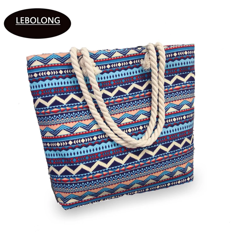 

Women Canvas Handbags Large Capacity Tote bohemian style striped Shoulder Bag Shopping Big Bag floral Casual Messenger Bags