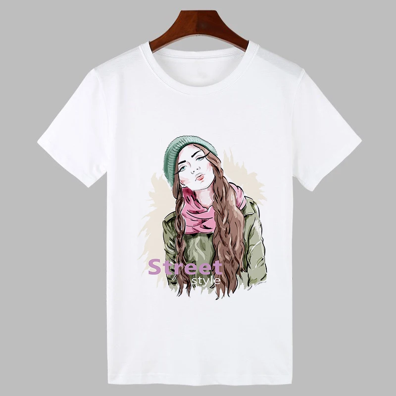 

2019 New summer Tshirt Street beauty girl Fashion T shirt Women Harajuku Printed T-shirt Short Sleeve White Tops Female Clothing