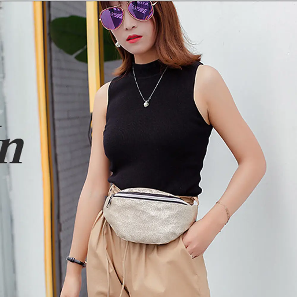 

2019 New Fashion Brand Women Girls Sequin Waist Fanny Strap Bag Handbag Waist Belt Bum Bag Pouch Hip Purse Travel Bag