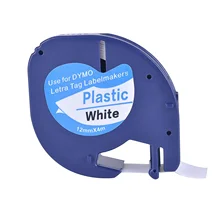1 ruban d'étiquettes en plastique Dymo LetraTag 91201 noir sur blanc (12mm x 4 m) Compatible pour LT-100H, LT-100T, LT-110T, QX 50, XR, XM,(China)