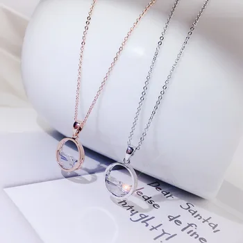 

pure love Romantic Cubic Necklace Romantic Water Round Pendant Zircon Love Necklaces For Women gift Fashion Colar Party Jewelry