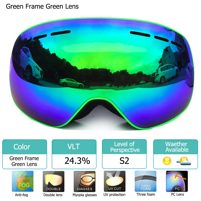 Gafas de esquí con magnético de doble capas lente esquí Anti-niebla UV400 Snowboard gafas para hombres y mujeres de esquí gafas