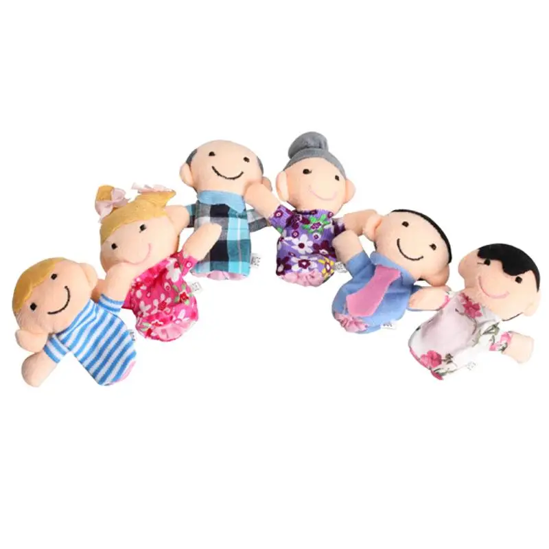 6 шт./партия, милые куклы семья пальчиков, тканевая кукла, мини-семья, плюшевые куклы для театра марионеток театральные куклы Мультяшные развивающие игрушки