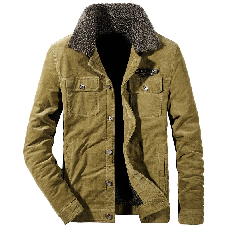 Зимняя Вельветовая Мужская куртка, пальто, модная меховая тонкая Толстая флисовая утепленная куртка, Мужская брендовая одежда, теплая верхняя одежда, пальто, 4XL, BF820