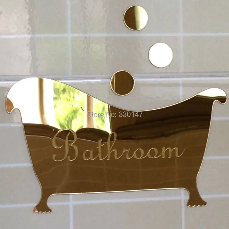

Bathroom Entrance Sign Acrylic Mirror Surface Door Wall Sticker For Shop Home Hotel