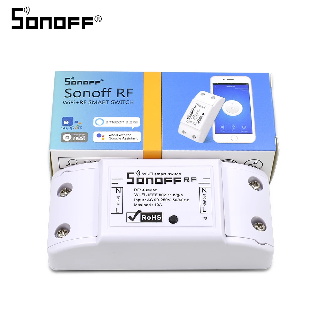 

Sonoff RF Wifi Wireless Remote Control light switch,RF 433MHz Remote Control Timing Set Smart Home Work With Alexa 220V/10A/