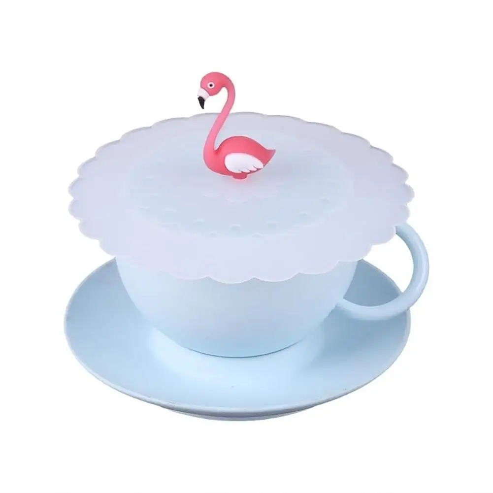 

Creative Flamingo Anti-Dust Reusable Silicone Coffee Mug Glass Cup Lid Cover Cap Cup Accessories