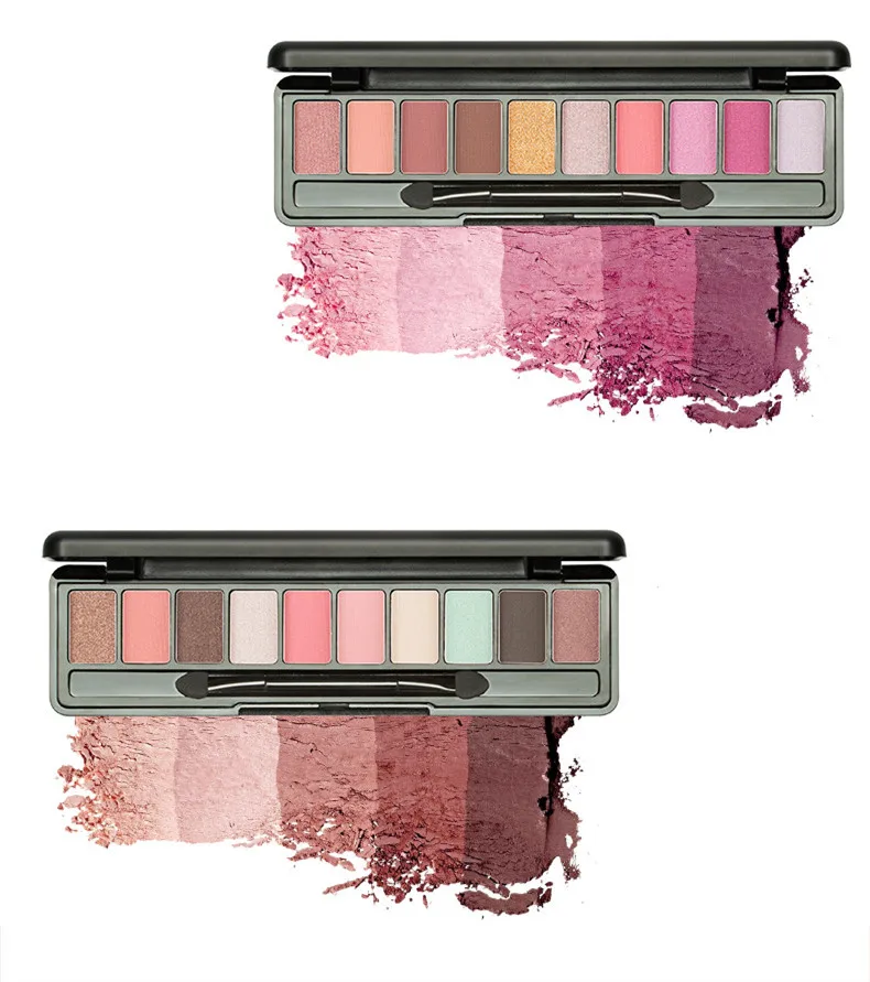 

New Fashion 10 Color Shimmer Matte Eye Shadow Palette Scrub Smoked Waterproof Eye Makeup Set Natural Shadow Palette with Brush