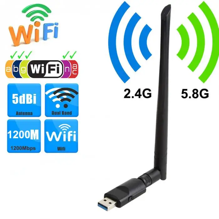 100 м AC1200 1200 Мбит/с USB 3,0 Доль Band Wifi адаптер 2,4G/5,8G 802,11 a/b/g/n/ac Беспроводной сетевой адаптер QJY99