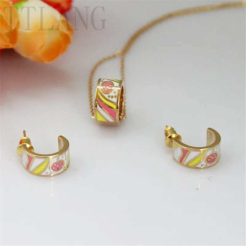 

Light Candy Color Rivers Design Kids Children Enamel Jewelry Set