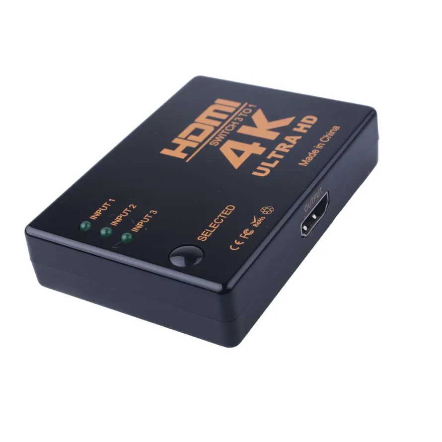 Elistooop Переключатель HDMI Splitter 4 К* 2 К 3D Mini 3 Порты и разъёмы HDMI коммутатор 3 в 1 из Порты и разъёмы концентратор для HDTV XBOX PS3 PS4 1080 P Дистанционное управление