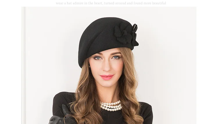 Fs Vintage Black French Beret 100% Wool Hat For Women Red