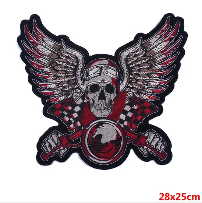 

Large size Iron-on Skull wing Motorcycle Patches sew on vest MC patches heavy metal biker rider for vest Jackets
