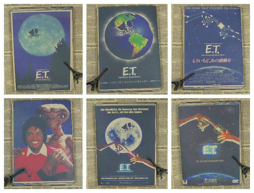 

E.T. classic science fiction cartoon movie/wall sticker /kraft poster