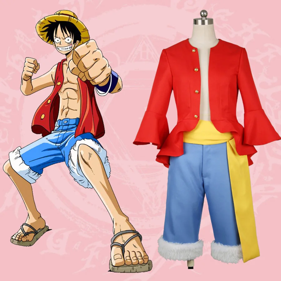 Anime One Piece Monkey D.Luffy Cosplay Costume Monkey D.Luffy Hat With Shoes Cosplay Full Set