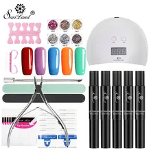 Soak Off УФ лак для ногтей Наборы телячьей кожи гель 3 в 1 гель для ногтей Лаки Ручка лак гель для ногтей one step для ногтей без необходимы вещи наивысшего Базовое покрытие