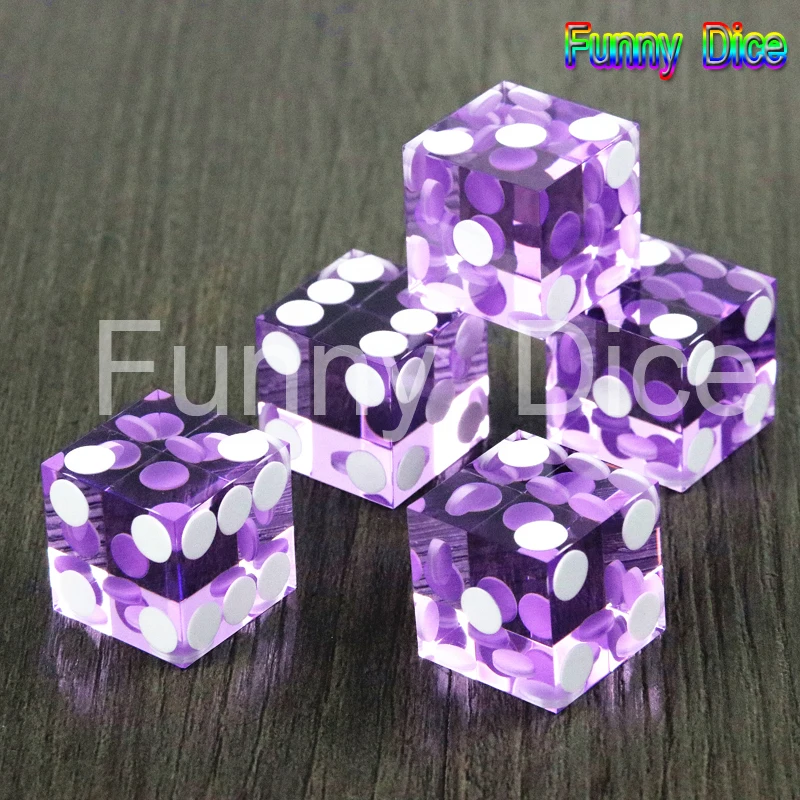 

19mm Magic Purple Casino Craps D6 Dice In High Grade Razor Edge Stick,Translucent Serialized Die with Standard Dots, Accessories