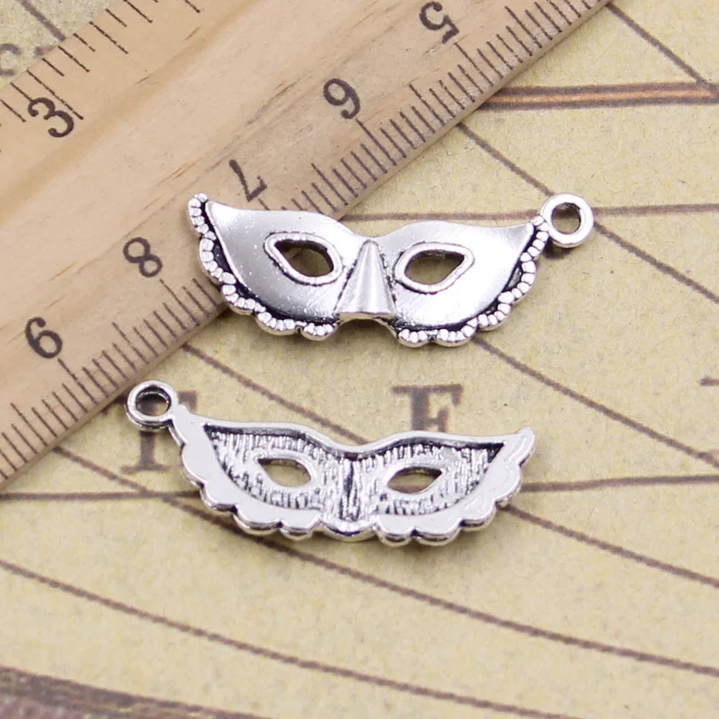 

12pcs/lot Charms party mask masquerade mardi gras 31x12mm Tibetan Silver Pendants Crafts Making Findings Antique DIY Jewelry