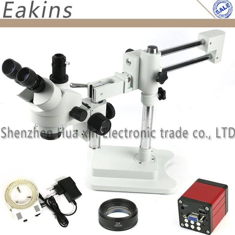 Simul Focal тринокулярный микроскоп стерео 7X 90X непрерывный зум 13MP HDMI/VGA камера двойная