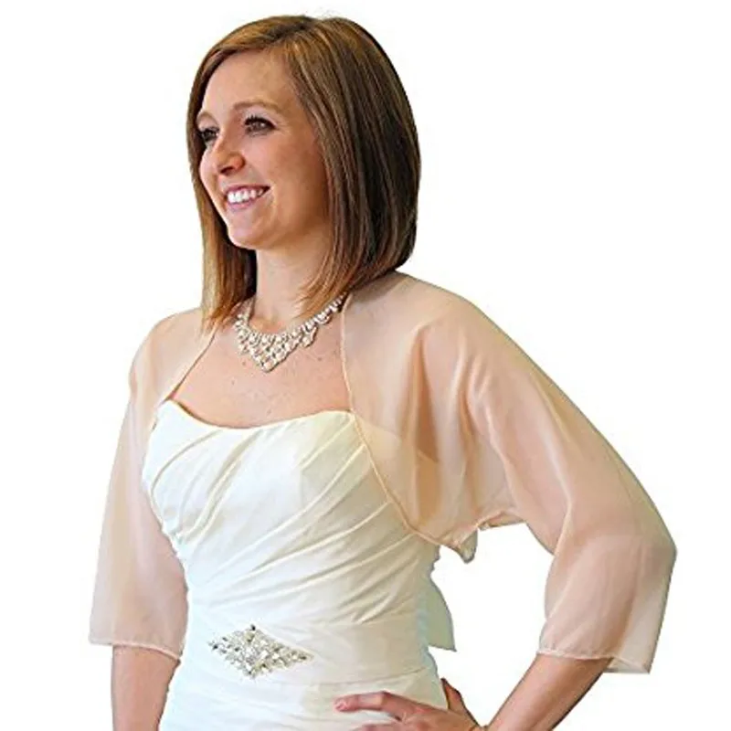 2018 Cause Long Chiffon Jacket Women Three Quarter Sleeves Summer Mother of The Bridals Dress Wraps Women Bolero Real