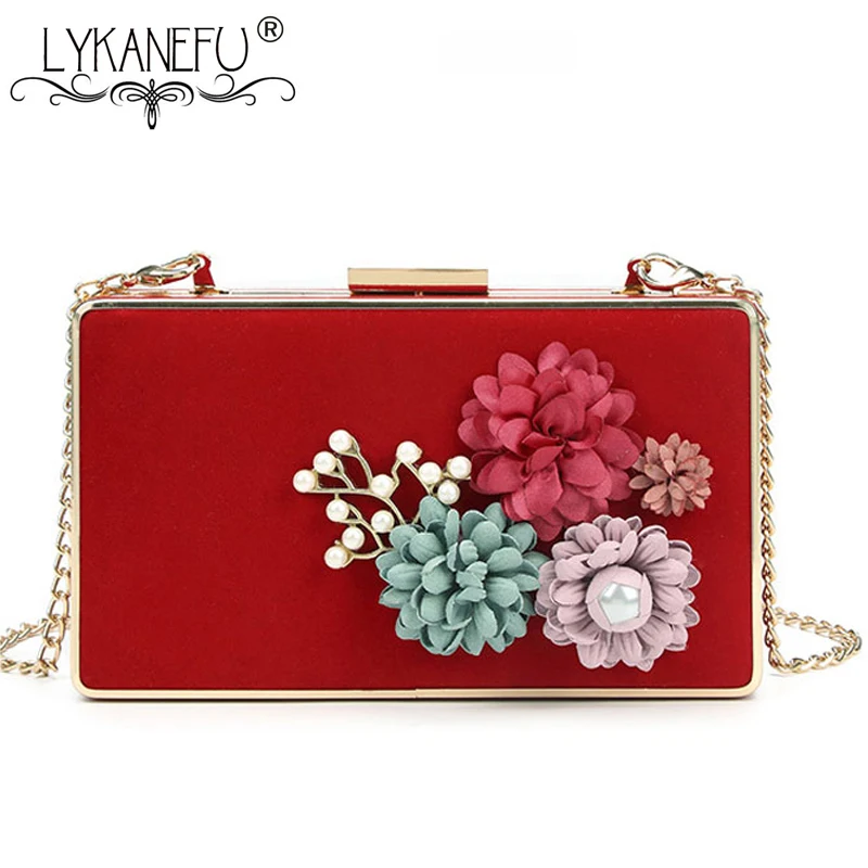 LYKANEFU Wedding Bride Hand Bag Evening Bag Box Clutch Purse with