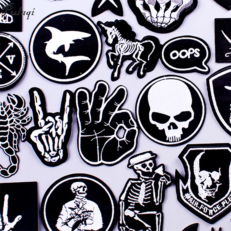 

Pulaqi Stripe Rock Patch Band DIY Embroidered Patches for Clothes Patch Iron On Patches Clothing Punk Badges For Clothes Sticker