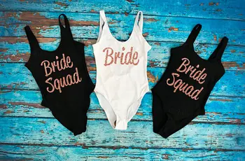

customize glitter wedding Bride Squad Bride bikinis Bathing Suits Honeymoon Bachelorette Swimwear Swimsuit Bridesmaid gifts