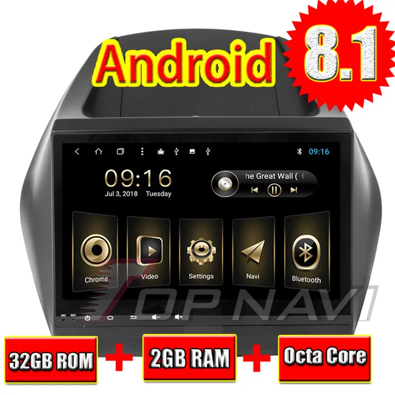 Car PC GPS Navigation Android 8.1 for Hyundai ix35 2010 10.1'' Topnavi Android Big Screen Auto Multimedia with Bluetooth WIFI 3G