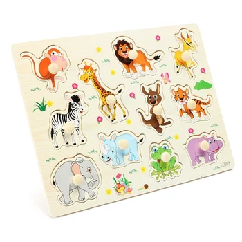 

Cartoon Cute Animal Tiger Giraffe Wooden Jigsaw Puzzles Toy Children Kids Baby Early Study Education Gift Children Lovely Toy