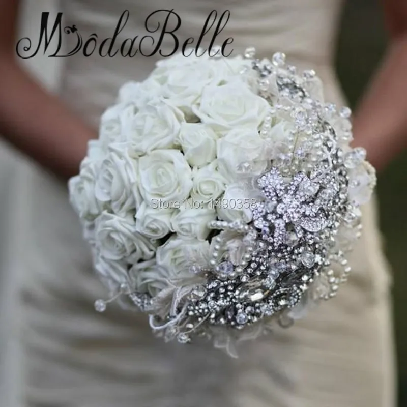 Personalizzata White Rose Spilla Bouquet Da Sposa Con Diamanti Elegante  Sposa Fiore Bouquet Di Cristallo Perle Da Sposa di Lusso|bouquet  boxes|brooch shoesbrooch back - AliExpress