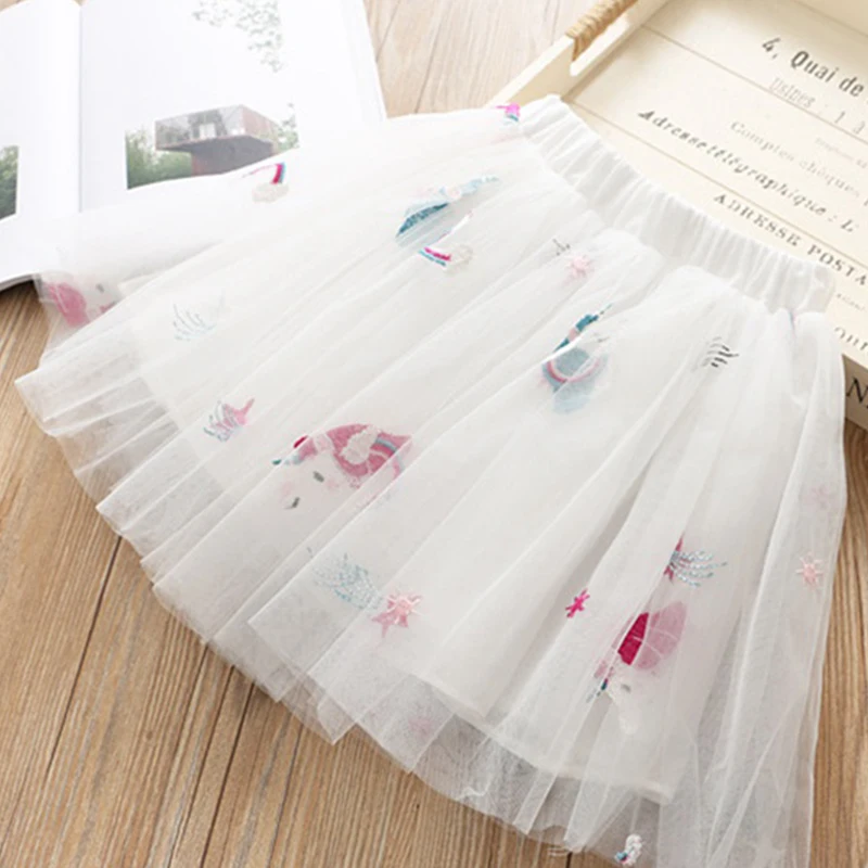 Г. Летние комплекты одежды для маленьких девочек с изображением единорога топы с единорогом из 2 предметов+ кружевная юбка-пачка Детские платья для девочек, одежда