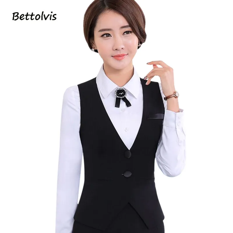 2018 Fashion business career ladies vest work wear uniforms Slim V Neck