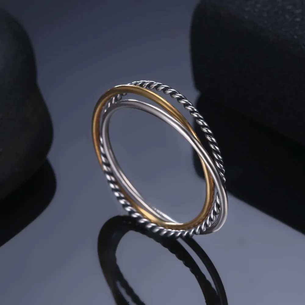 Gold-Color 3 Piece Rings For Women Ring 5 6 7 Size Trendy Female Classic Anniversary Gift 2018 Hot Sale( jewelora RI103545 )