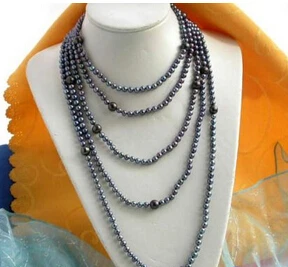 

Jewelr 005905 100" 9-10MM 6-7mm BLACK ROUND FRESHWATER CULTURED PEARL NECKLACE