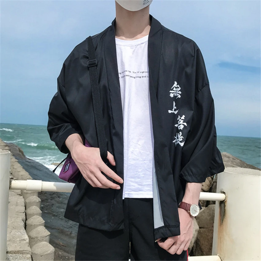 Haori Новинка Летнее мужское японское кимоно кардиган костюм самурая пальто кунгфу Женское пальто традиционная азиатская одежда