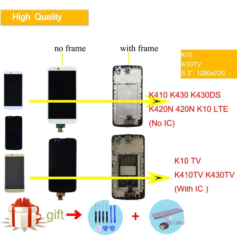 

Display For LG K10 LCD Touch Screen with Frame For LG K10 TV Original LCD Display K410 K430 K430DS K420N 420N K10 LTE LCD IC
