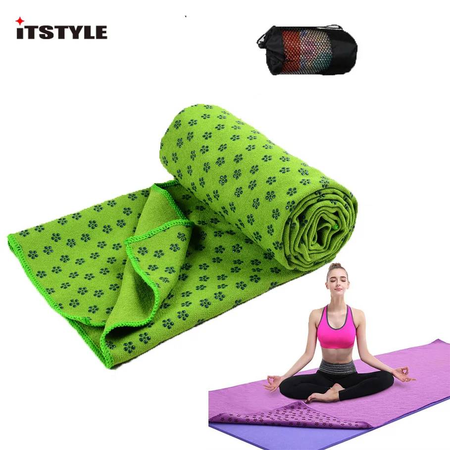 ITSTYLE Non Slip Cotton Yoga Mat Cover Rug Plum Dot Resin Towel Blanket