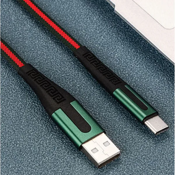 Кабель USB C для быстрой зарядки 5 в 2 а кабель для передачи данных типа C для Xiaomi huawei samsung нейлоновый плоский плетеный провод Быстрая зарядка usb type-C - Цвет: Green