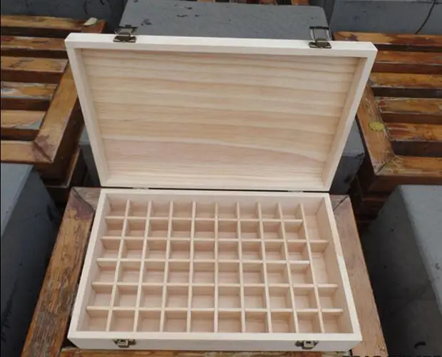 

New 58 Slots Wooden Essential Oils Box Solid Wood Case Holder Aromatherapy Bottles Storage Organizer 36*22.6*8.6cm Pine Wood