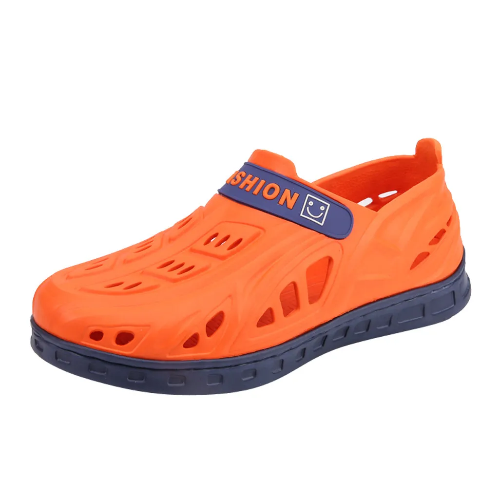 SAGACE/ г., летние мужские пляжные вьетнамки на плоской подошве; дышащая обувь с отверстиями; женские домашние тапочки на плоской подошве; chanclas - Цвет: Оранжевый