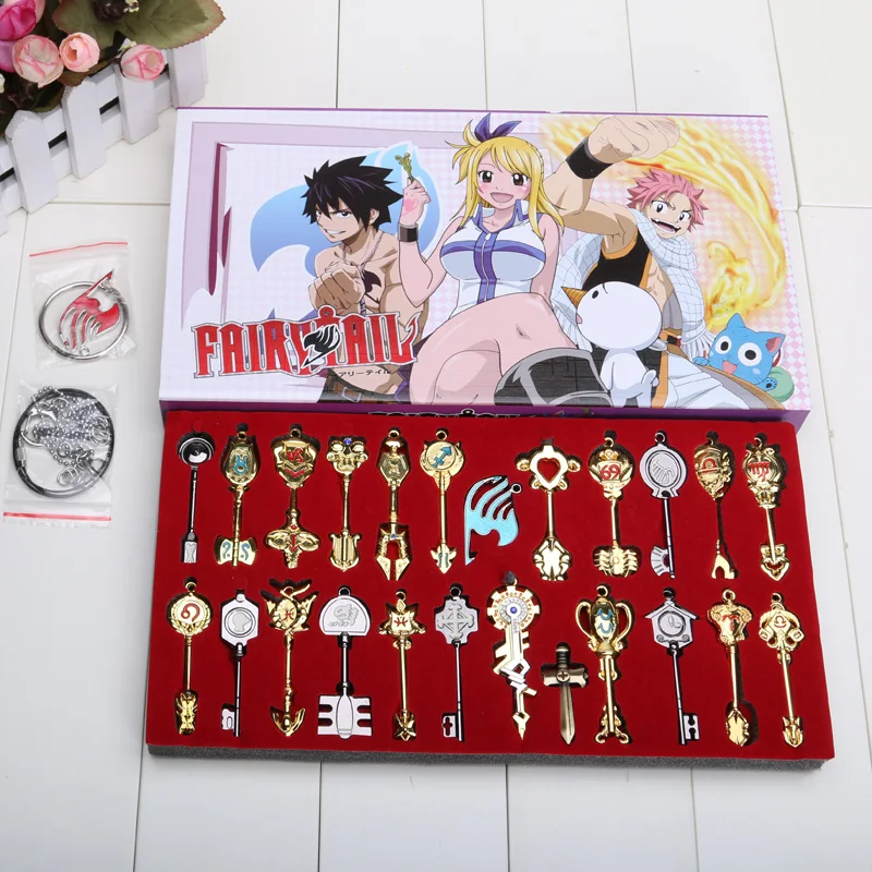 Ensemble Cos Porte Cles Queue De Fee Lucy Ensemble De 24 Pieces Avec Echelle Tatouage Gratuit Signe De Cœur Rose Avec Signe Du Zodiaque En Or Aliexpress