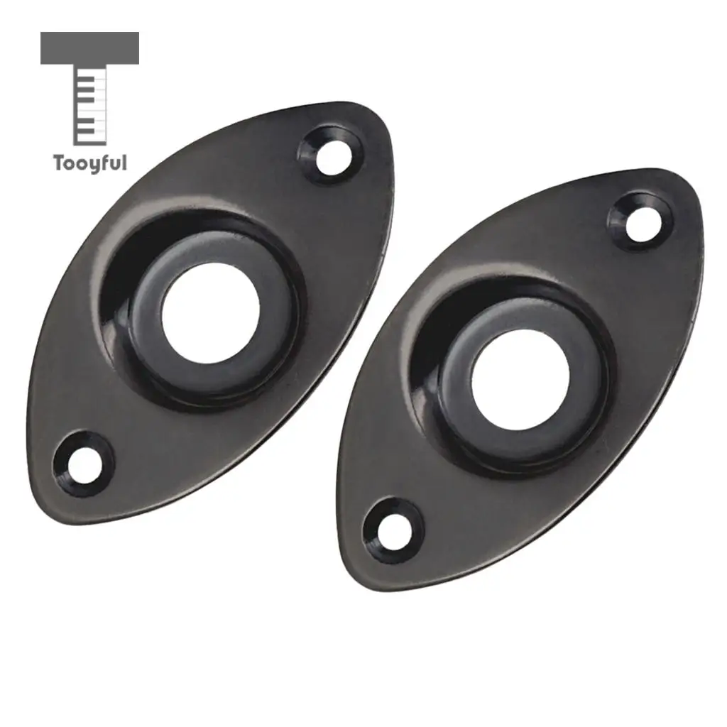 Tooyful 2pc Electric Bass Guitar Jack Output Input Socket Cover Plate with 2 Mounting Screws for Oval Style