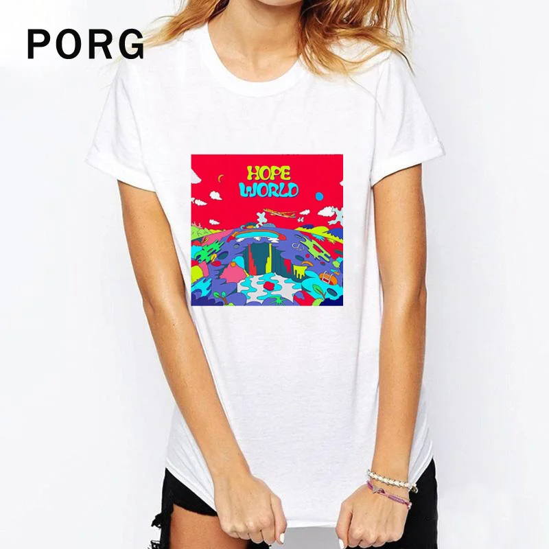 

Album Hope World Graphic tshirt print streetwear fashion T Shirt tops porg poleras mujer white Tee women clothes 2019 summer