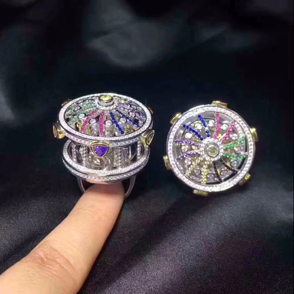 Anillos Qi Xuan_ модное ювелирное изделие_ женские кольца карусели_ S925 Твердые серебряные модные трендовые кольца_ от производителя прямые продажи