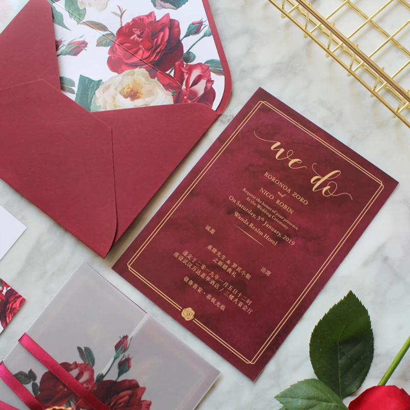 50 компл. Роза тема превосходное качество и ленты Свадебные обручение Grand Event универсальная Праздничная на заказ пригласительные