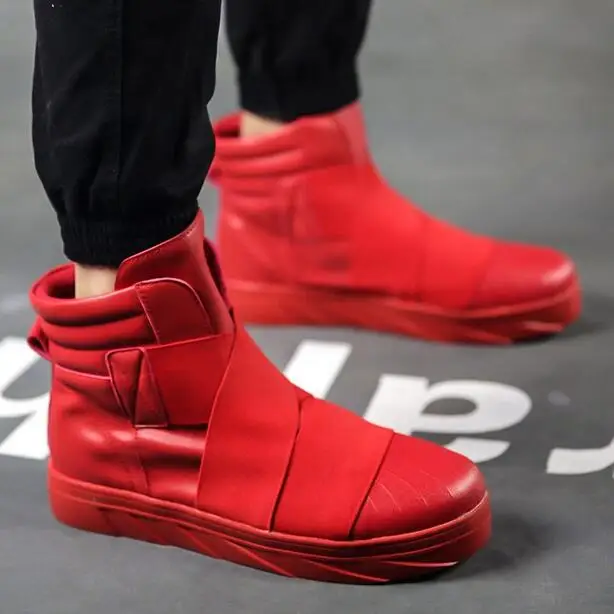 2016 Red High Top Casual For Men Winter Boots Leather
