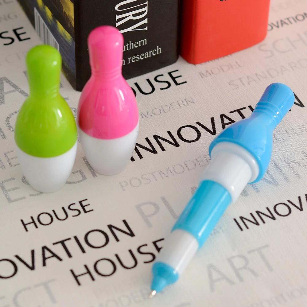

Plastic Retractable Ballpoint Pen Bowling Modeling Stationery Pen 1Pc