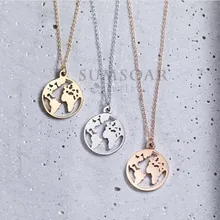 Somsoar ювелирные изделия 2 см Путешествия кулон с картой мира ожерелье высокое полированное индивидуальное подвесное ожерелье с 45 см цепочкой в подарок 1 шт